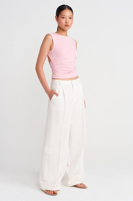 Damen Slim-Fit Cut-out Crop Bluse - Image 3