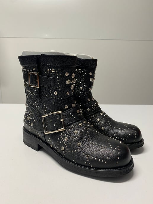 Jimmy Choo Biker-Stiefel für Jugendliche mit Nieten aus schwarzem Leder - Image 2