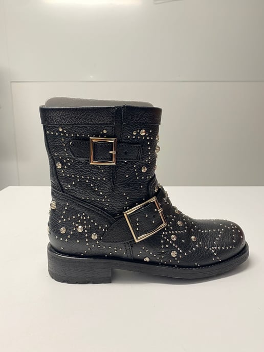 Jimmy Choo Biker-Stiefel für Jugendliche mit Nieten aus schwarzem Leder - Image 6