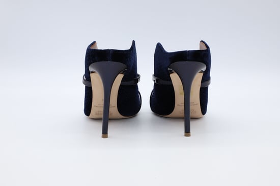 Malone Souliers 100mm Maureen Pantoletten aus marineblauem Leder - Image 3