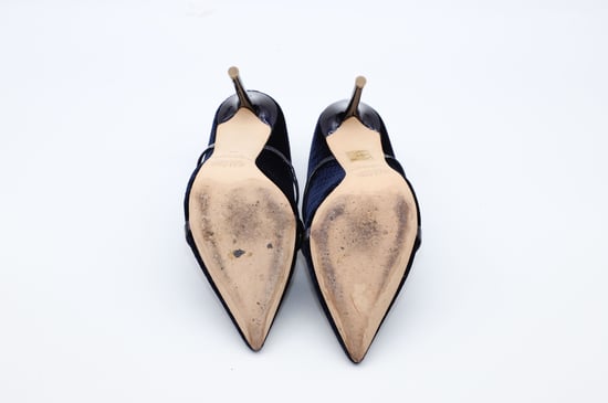 Malone Souliers 100mm Maureen Pantoletten aus marineblauem Leder - Image 5