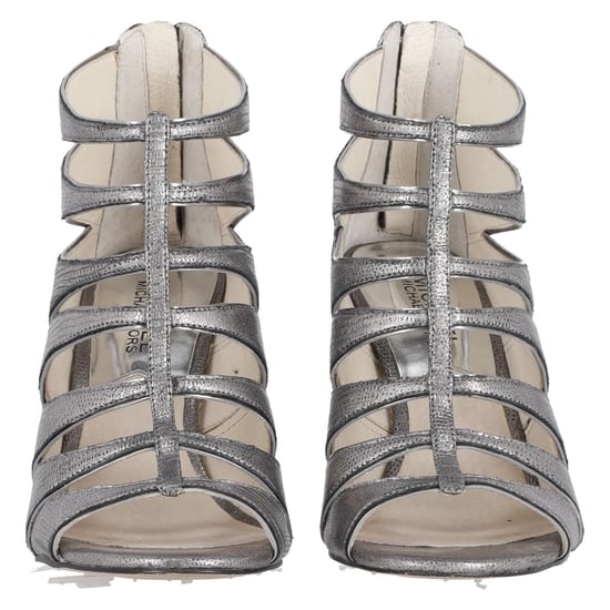 Michael Kors Mavis Peeptoe-Pumps mit Schlangenmuster in silbernem Leder - Image 2