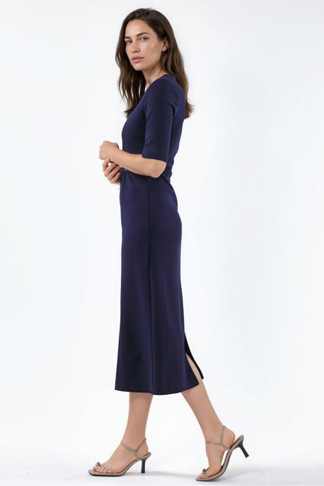 Gürtel-Midikleid mit quadratischem Kragen - Image 2