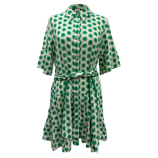 Diane von Furstenberg – Beata – Gerafftes, bedrucktes Mini-Hemdkleid aus grüner Baumwolle - Image 1