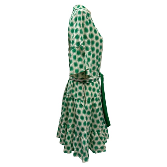 Diane von Furstenberg – Beata – Gerafftes, bedrucktes Mini-Hemdkleid aus grüner Baumwolle - Image 2