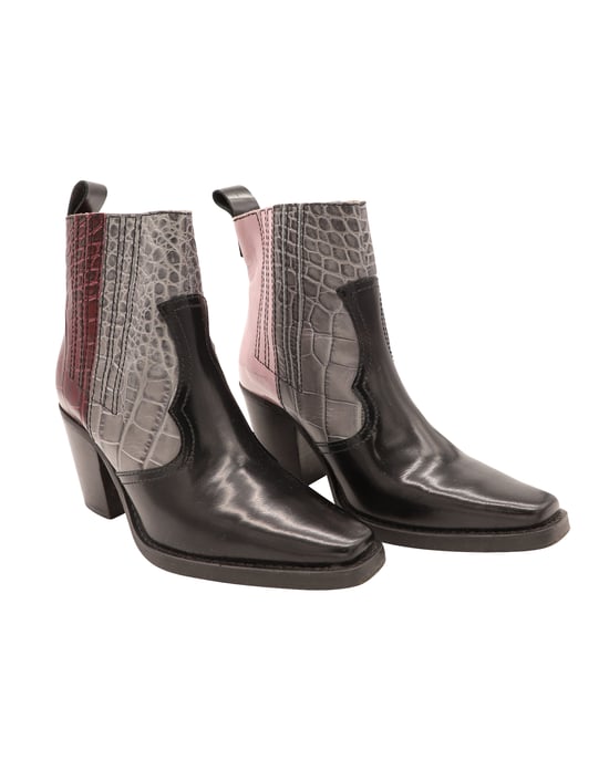 Ganni Western-Ankle-Boots aus mehrfarbigem Leder - Image 4