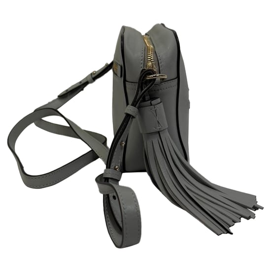 Anya Hindmarch Smiley Umhängetasche aus grauem Leder - Image 2