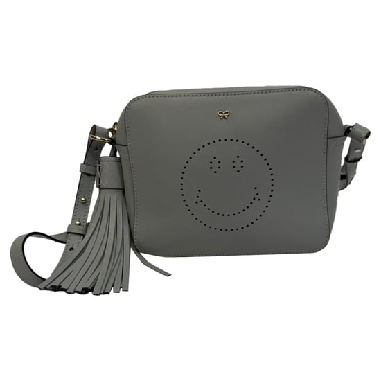 Anya Hindmarch Smiley Umhängetasche aus grauem Leder - Image 3