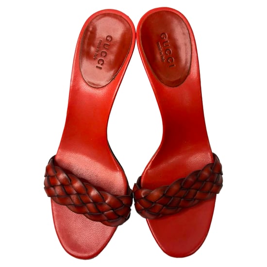 Gucci Geflochtene Riemensandaletten aus rotem Leder - Image 4