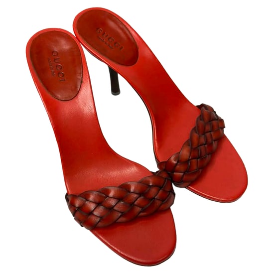 Gucci Geflochtene Riemensandaletten aus rotem Leder - Image 6