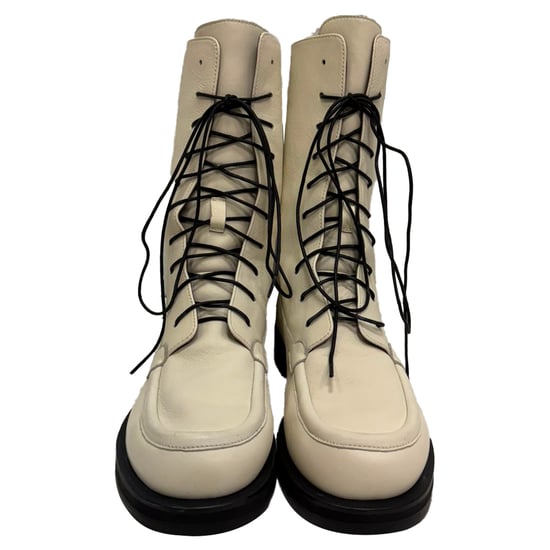 The Row Patty Schnürstiefel in weißem Leder - Image 3