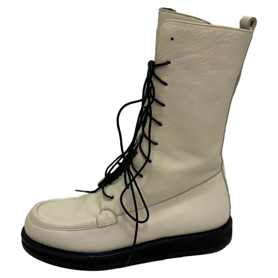 The Row Patty Schnürstiefel in weißem Leder - Image 4