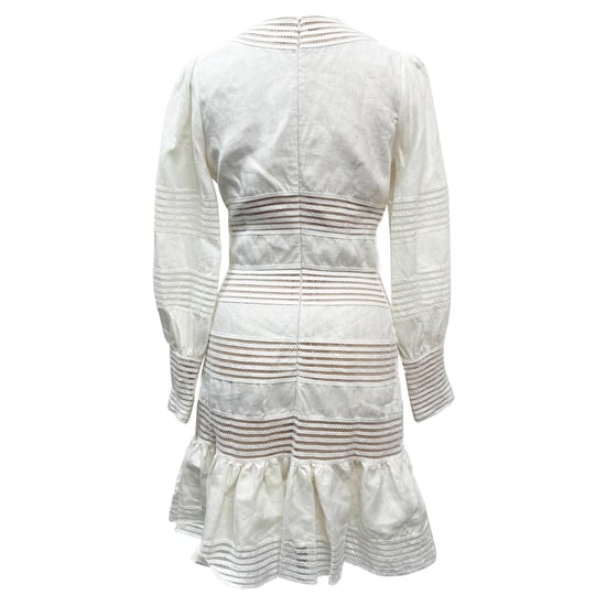 Zimmermann – Minikleid mit Häkelbesatz aus weißem Leinen - Image 3