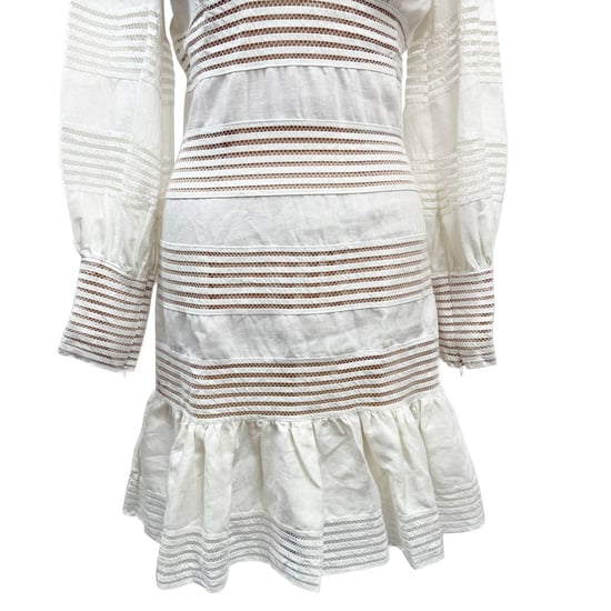 Zimmermann – Minikleid mit Häkelbesatz aus weißem Leinen - Image 6