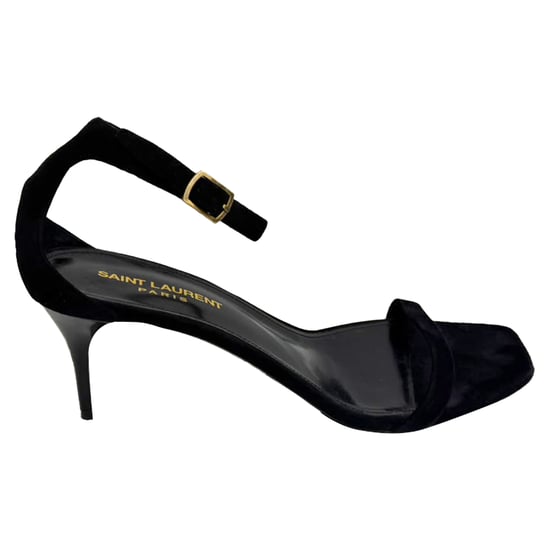 Saint Laurent Lexi 65 Knöchelriemen Sandaletten aus schwarzem Wildleder - Image 1