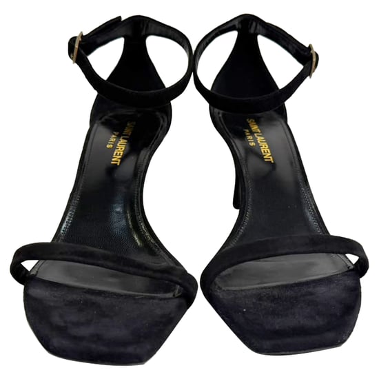 Saint Laurent Lexi 65 Knöchelriemen Sandaletten aus schwarzem Wildleder - Image 2