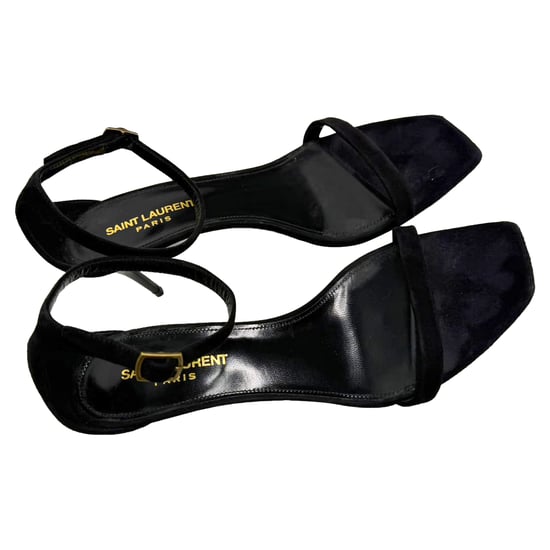 Saint Laurent Lexi 65 Knöchelriemen Sandaletten aus schwarzem Wildleder - Image 5