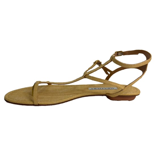 Aquazzura So Ponza T-Strap Sandalen in Beige Raffia - Image 5
