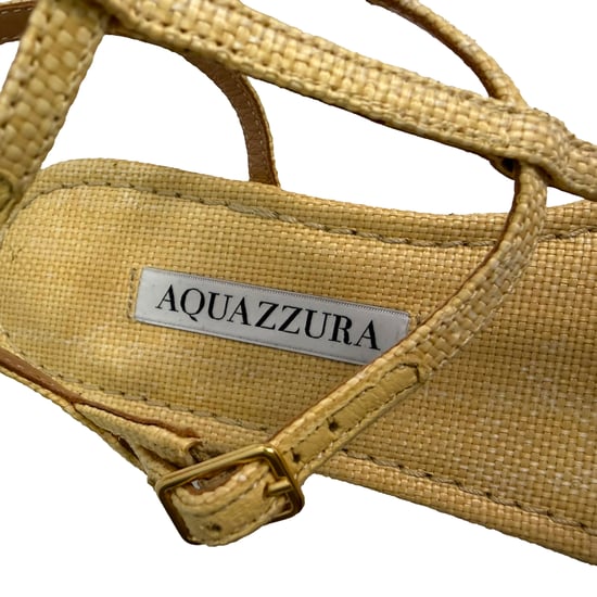 Aquazzura So Ponza T-Strap Sandalen in Beige Raffia - Image 6