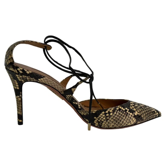 Aquazzura Pumps aus mehrfarbigem Leder mit Schlangenleder-Effekt und Selbstbindeband - Image 1