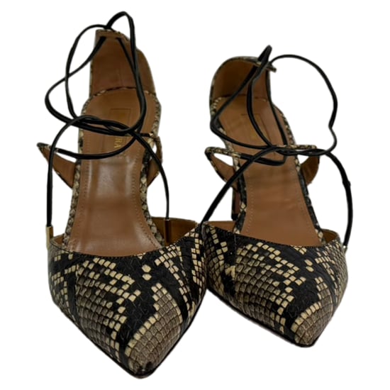 Aquazzura Pumps aus mehrfarbigem Leder mit Schlangenleder-Effekt und Selbstbindeband - Image 2