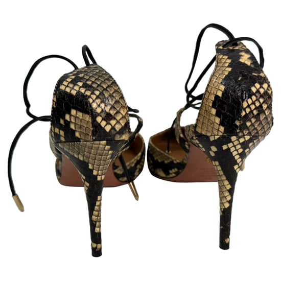 Aquazzura Pumps aus mehrfarbigem Leder mit Schlangenleder-Effekt und Selbstbindeband - Image 3