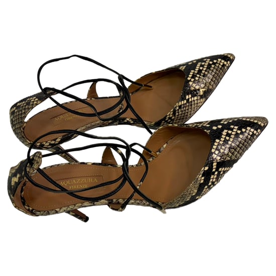 Aquazzura Pumps aus mehrfarbigem Leder mit Schlangenleder-Effekt und Selbstbindeband - Image 5