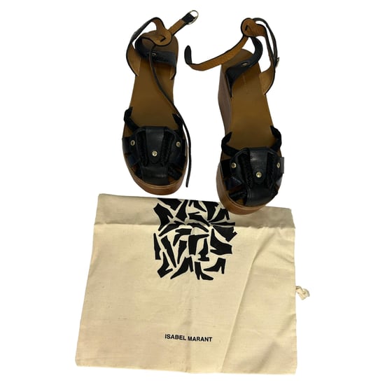 Isabel Marant Étoile Zia Wedge-Sandalen aus schwarzem Leder - Image 6