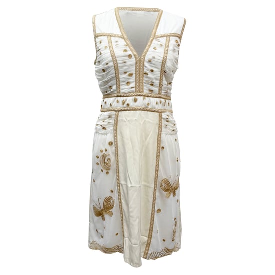 Diane von Furstenberg – Knielanges Kleid mit V-Ausschnitt aus cremefarbenem Polyester - Image 1