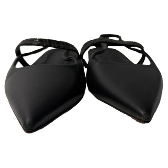 Brunello Cucinelli Verziertes Cutout Slingback Ballerinas aus schwarzem Leder - Image 2
