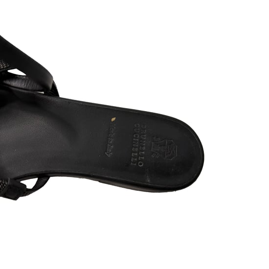 Brunello Cucinelli Verziertes Cutout Slingback Ballerinas aus schwarzem Leder - Image 5