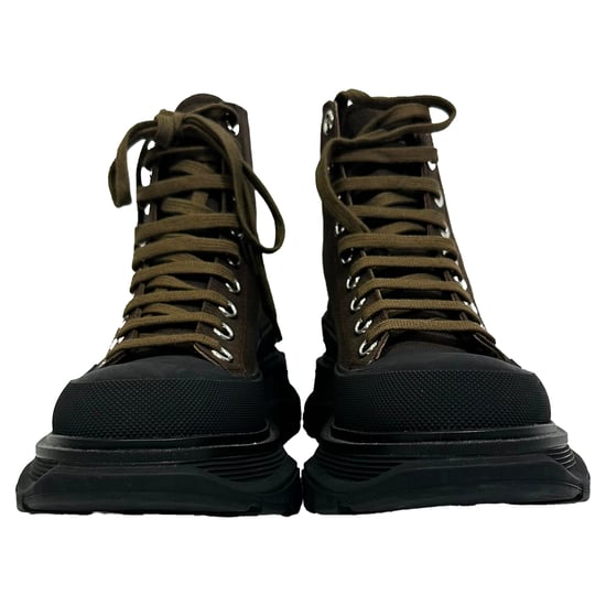 Alexander McQueen Tread Slick High-Top Sneakers aus khakifarbenem Canvas - Image 2