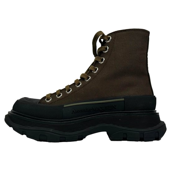 Alexander McQueen Tread Slick High-Top Sneakers aus khakifarbenem Canvas - Image 4