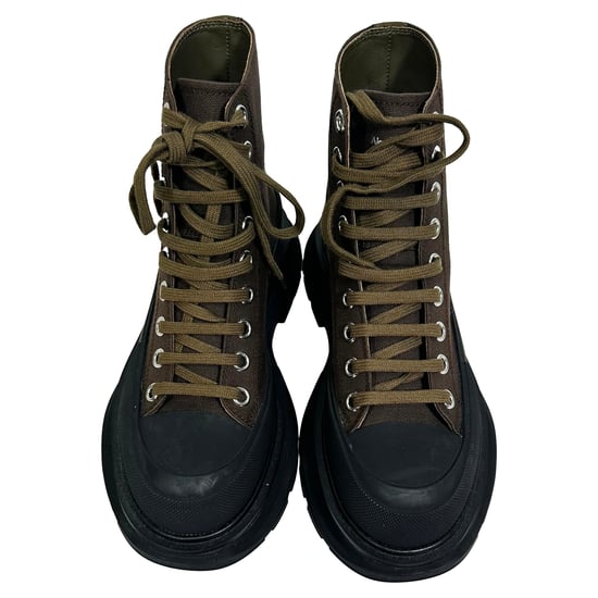 Alexander McQueen Tread Slick High-Top Sneakers aus khakifarbenem Canvas - Image 5