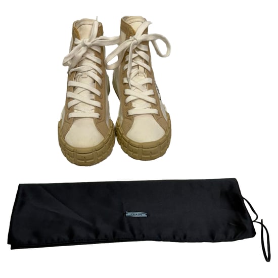 Prada Gabardine High-Top Sneaker aus weißem Segeltuch - Image 3