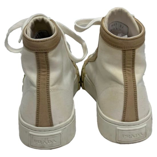Prada Gabardine High-Top Sneaker aus weißem Segeltuch - Image 4