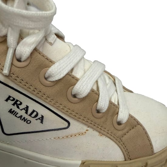 Prada Gabardine High-Top Sneaker aus weißem Segeltuch - Image 5
