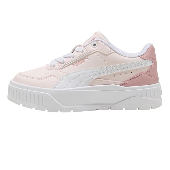 Puma - "Karmen II" Sneaker für Kinder, Leder, Plattform-Absatz (Weiß/Pink) - Image 2