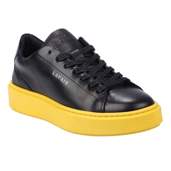 Lavair - "Luna" Sneaker für Herren, Nappaleder, Plattform-Absatz (Schwarz/Gelb) - Image 4
