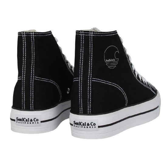 SoulCal - High Top Turnschuhe für Damen, Canvas, Hoch geschnitten, Plattform-Absatz (Schwarz/Weiß) - Image 2