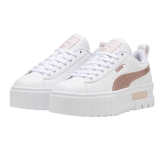 Puma - "Mayze" Sneaker für Damen, Leder, Plattform-Absatz (Weiß/Glitzer Weiß) - Image 3