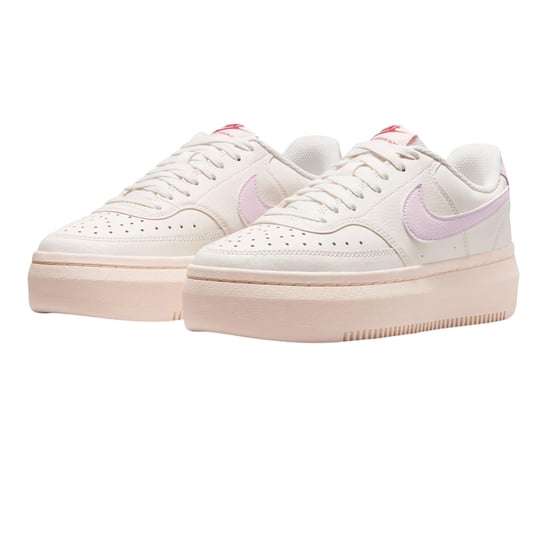 Nike - "Court Vision" Swoosh Sneaker für Damen, Leder, Plattform-Absatz (Weiß/Pink) - Image 4