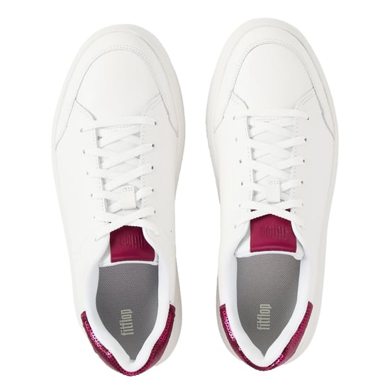 FitFlop - Pailletten Sneaker für Damen, flach geformter Absatz (Weiß/Rubinrot) - Image 3