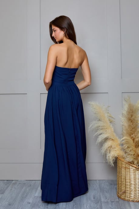 Bandeau Bridesmaids Maxi Dress in Navy - Image 2