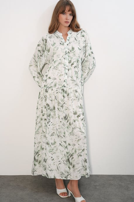 Gemustertes V-Ausschnitt Maxikleid - Image 2