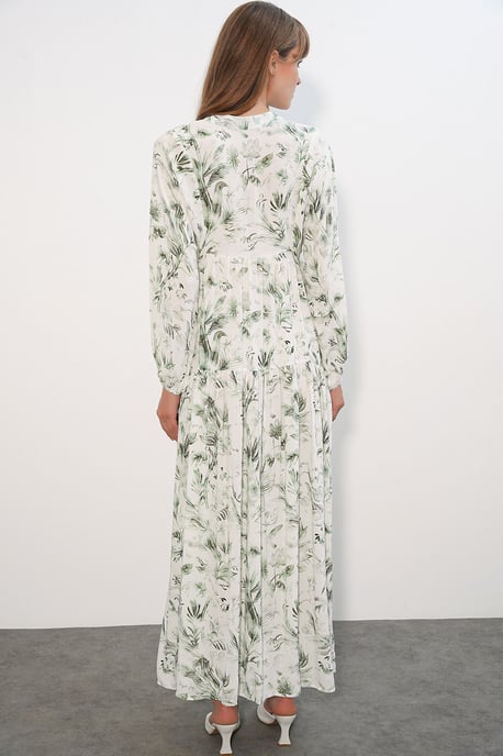 Gemustertes V-Ausschnitt Maxikleid - Image 6