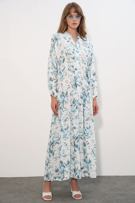 Gemustertes V-Ausschnitt Maxikleid - Image 3