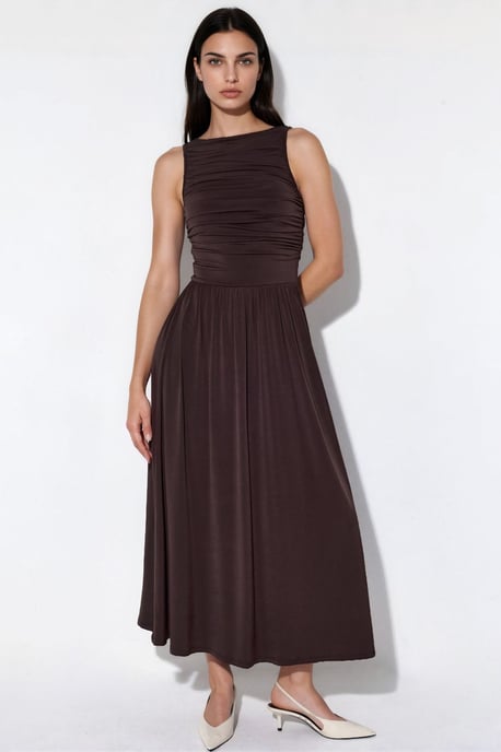 Maxi A-Linien Kleid mit Bootsausschnitt - Image 1