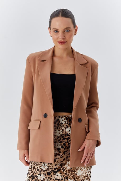 Langer Blazer aus Kunstleder - Image 1