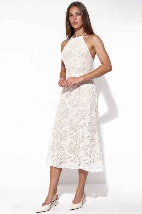 Halterneck Spitze Midi-Kleid - Image 2